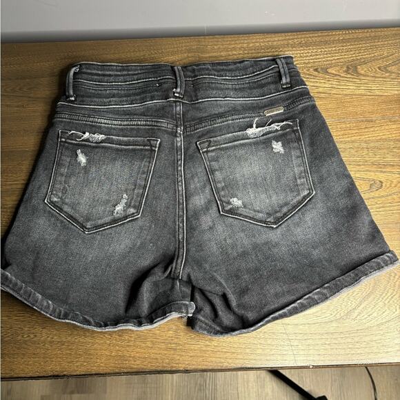 Kancan Kurvy Ultra High Waist Black Two Button Denim Shorts Size 27 - Picture 4 of 6